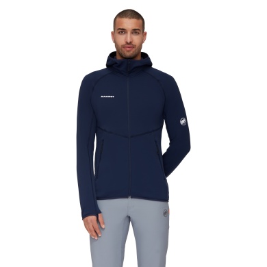 Mammut Fleece Jacket Aconcagua ML (Midlayer) with Hood Navy Blue Men